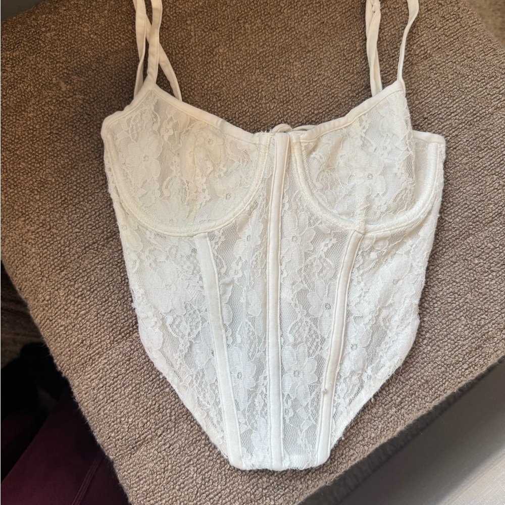 Elegant White Lace Corset Top